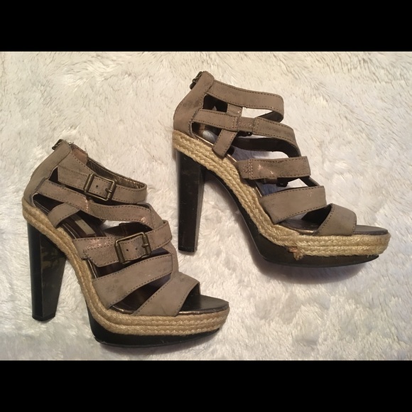 Simply Vera - Vera Wang Strappy Buckskin Heels 7 - Picture 2 of 4